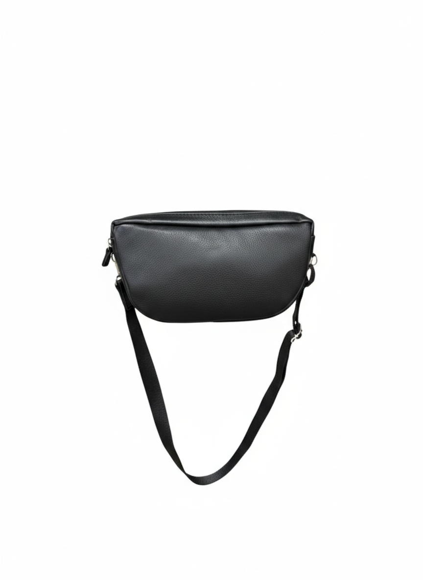 ZUVA Small Half Moon Leather Crossbody Bag with Adjustable Strap – Black or Brown