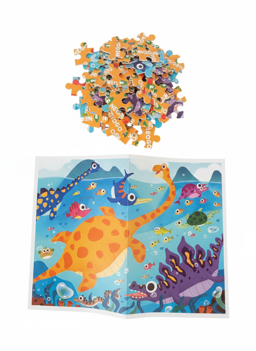 Neogo Dinosaur Age 3-in-1 Puzzle Set -54, 70 & 88 Piece Educational Puzzle Toys
