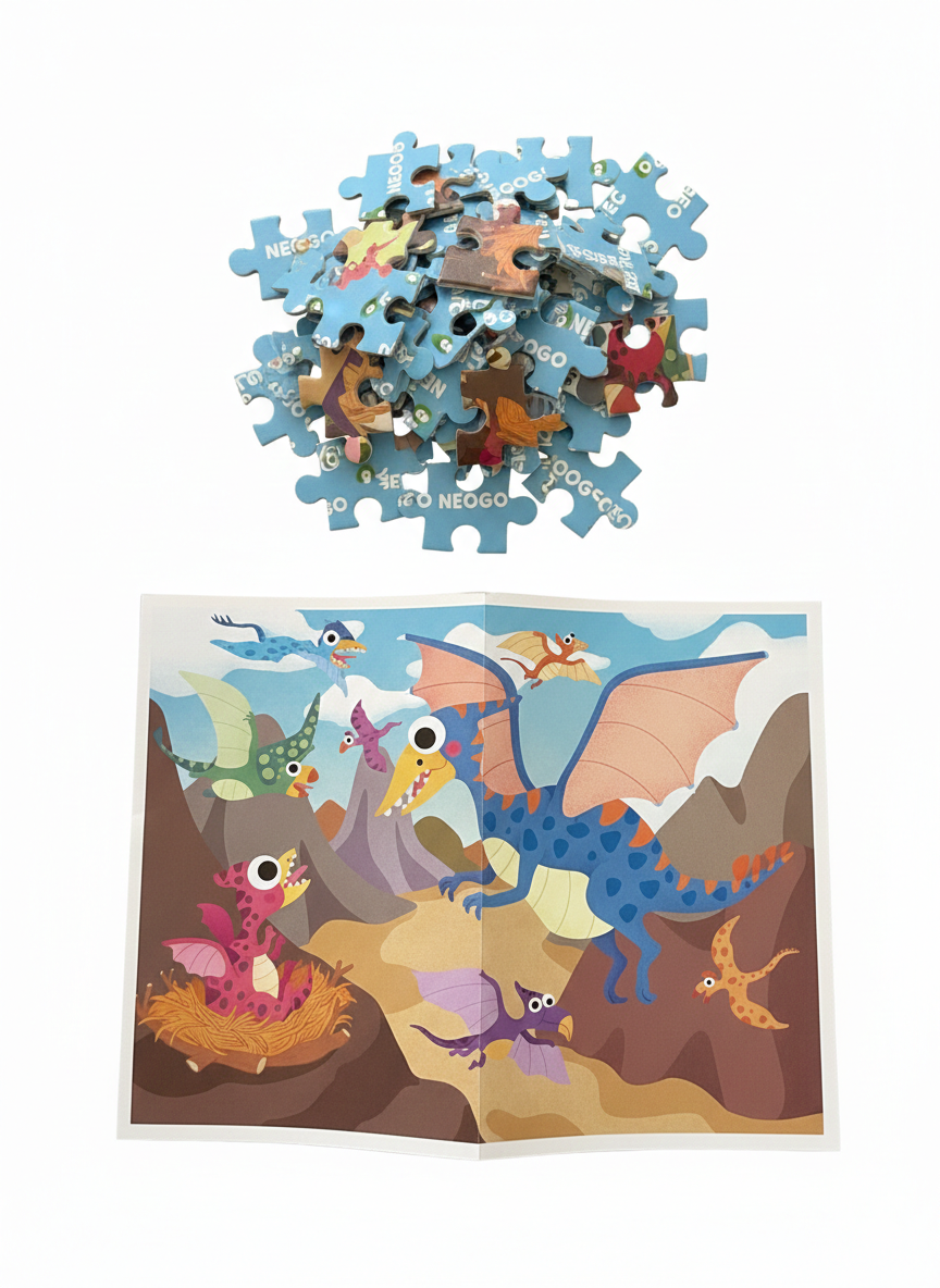 Neogo Dinosaur Age 3-in-1 Puzzle Set -54, 70 & 88 Piece Educational Puzzle Toys