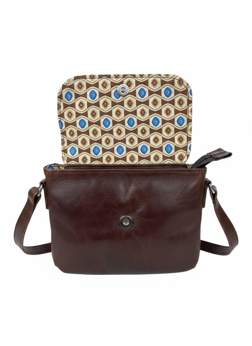 ZUVA Compact Leather Crossbody Bag with Back Zip