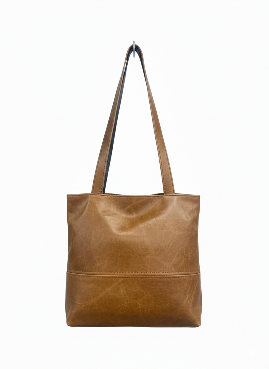 ZUVA Leather Square Tote Bag 26 x 26 cm – Genuine Leather Everyday Handbag