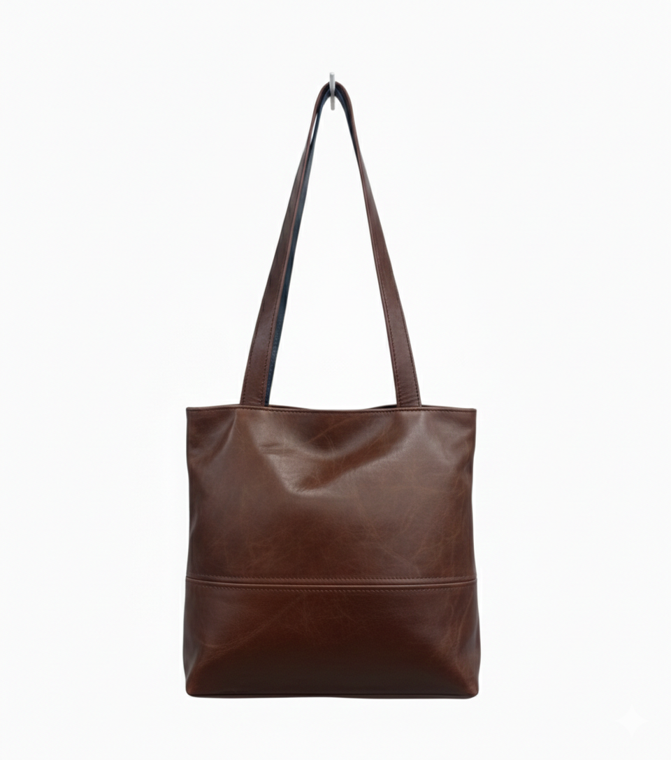 ZUVA Leather Square Tote Bag 26 x 26 cm – Genuine Leather Everyday Handbag