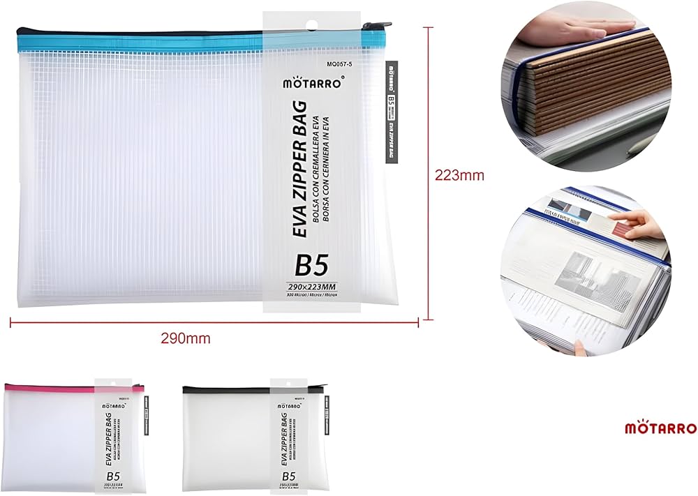 Motarro EVA Zipper Document & Stationery Bag – Waterproof Storage Pouch (Multiple Sizes)