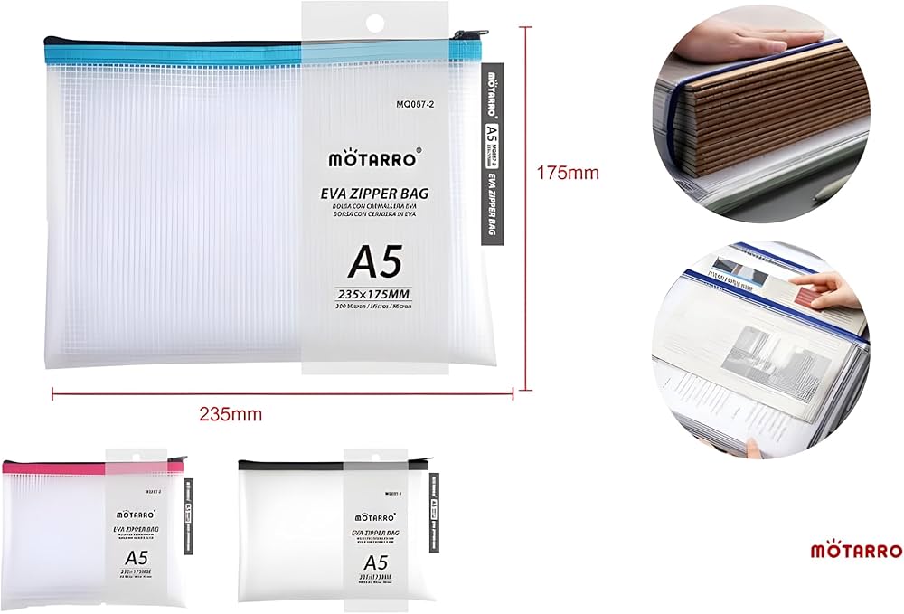 Motarro EVA Zipper Document & Stationery Bag – Waterproof Storage Pouch (Multiple Sizes)
