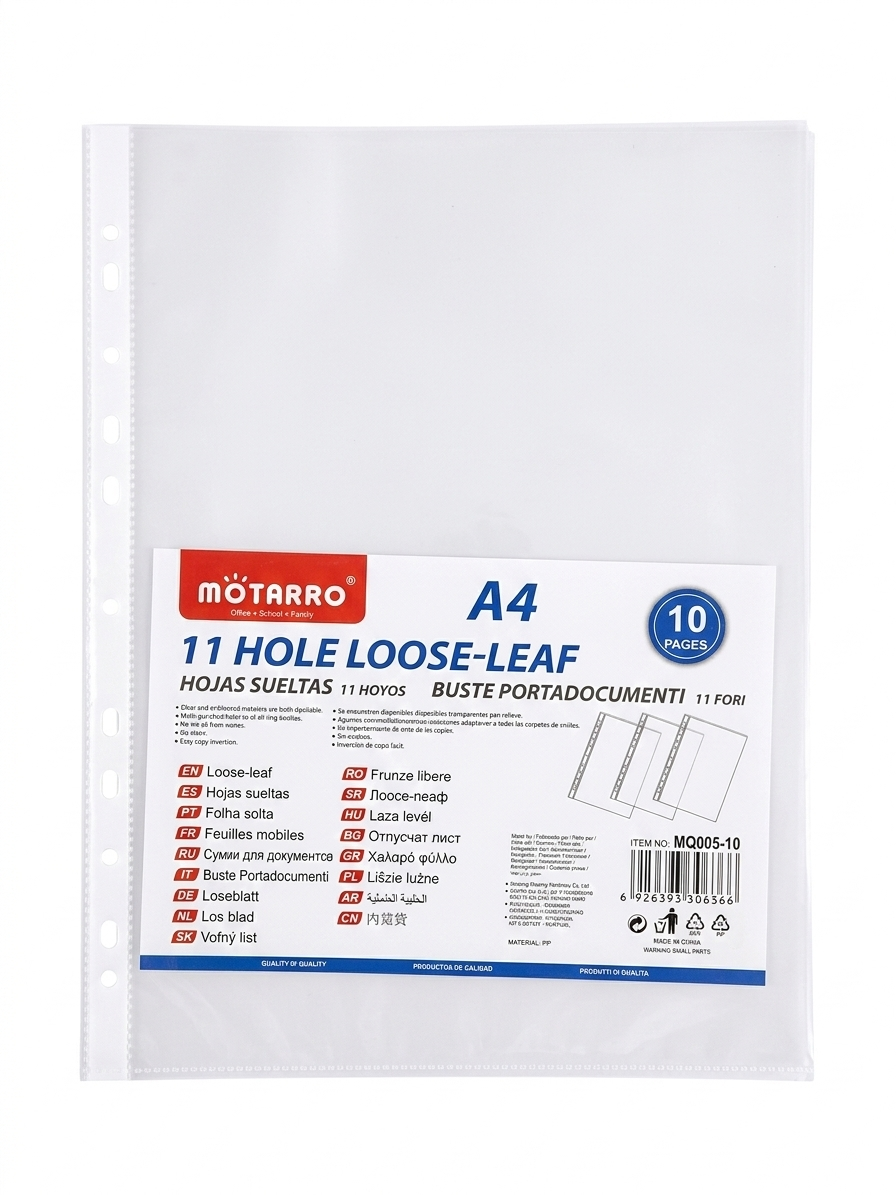 Motarro A4 Loose Leaf Paper – 11 Hole Punch Binder Refill (10 Pack / 100 Pack)