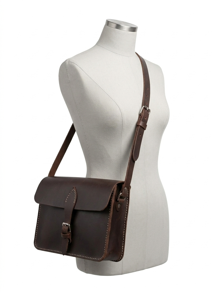 Genuine Leather Laptop Bag for small Laptop – Brown Leather Messenger & Sling Bag for Work and Travel