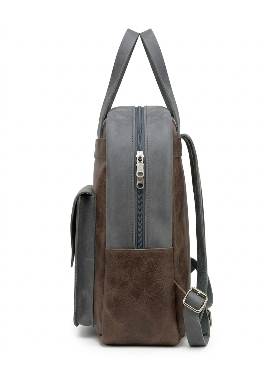 Premium Leather Backpack with Envelope Front Pocket – High-Quality Blue & Brown Options