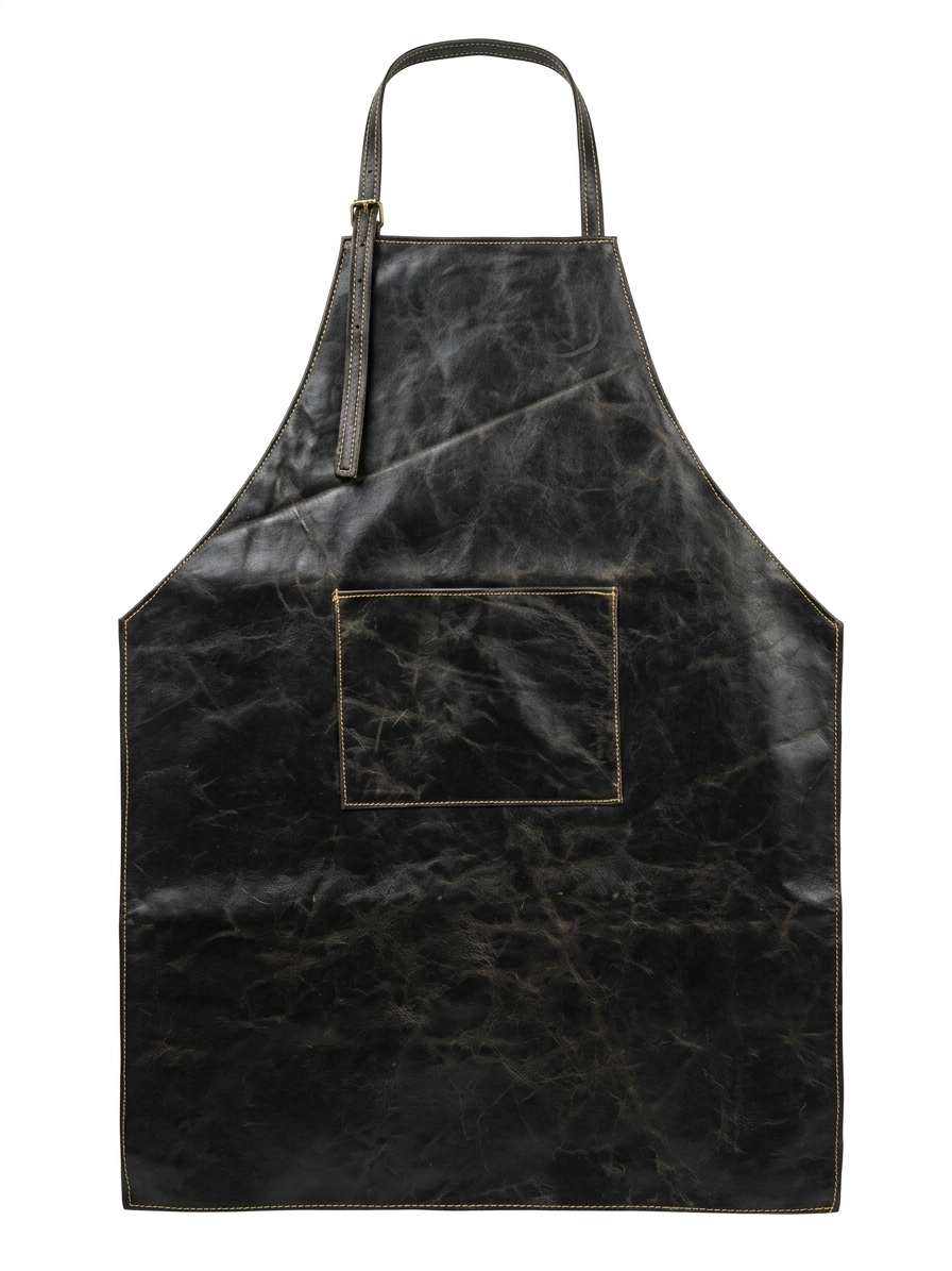 Dark Brown Leather Apron with Front Pocket – Durable Chef, Barista & Workshop Apron