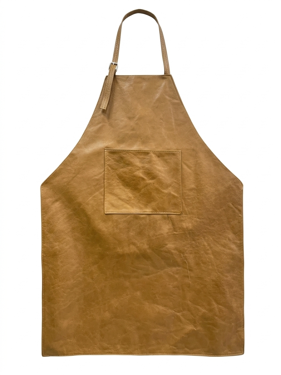 Dark Brown Leather Apron with Front Pocket – Durable Chef, Barista & Workshop Apron