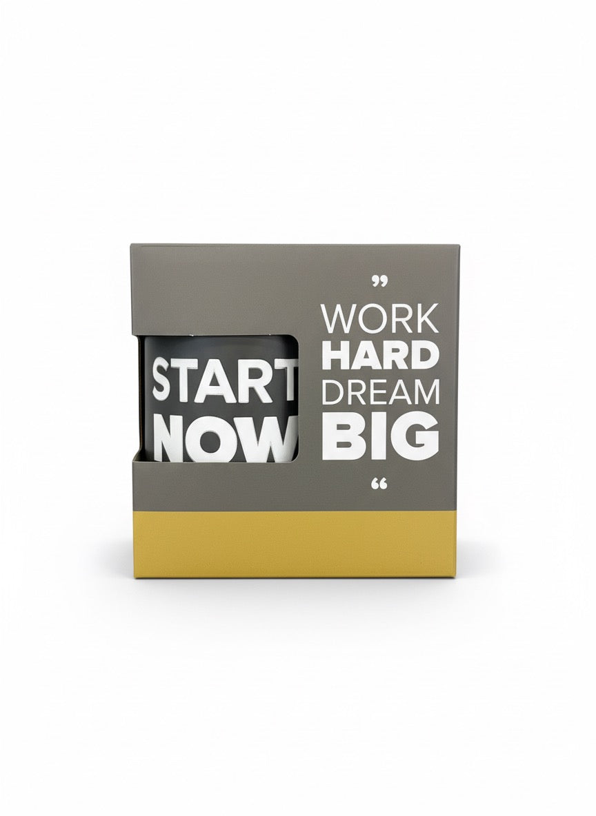 Work Hard Dream Big Start Now Travel Mug with Bamboo Base and Lid