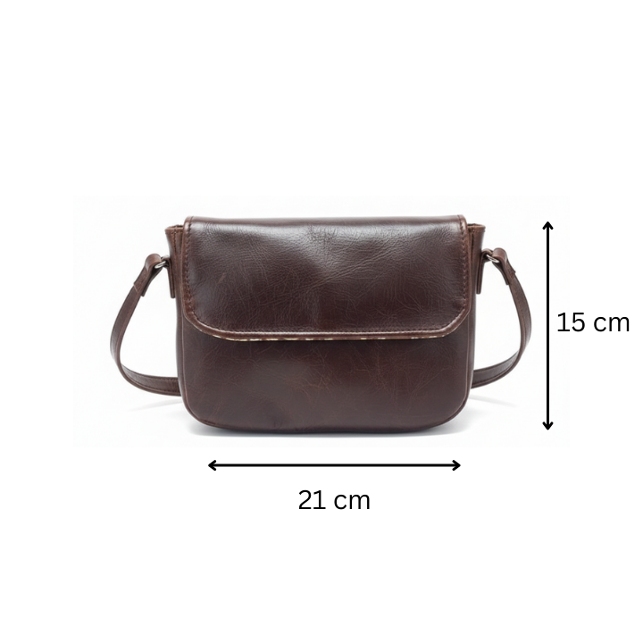 ZUVA Compact Leather Crossbody Bag with Back Zip