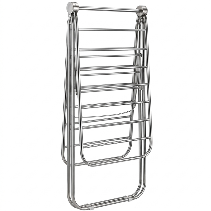 Stainless Steel Clothes Drying Rack – Foldable 3 Tier Airer with Wings (With or Without Wheels, 20kg Capacity)