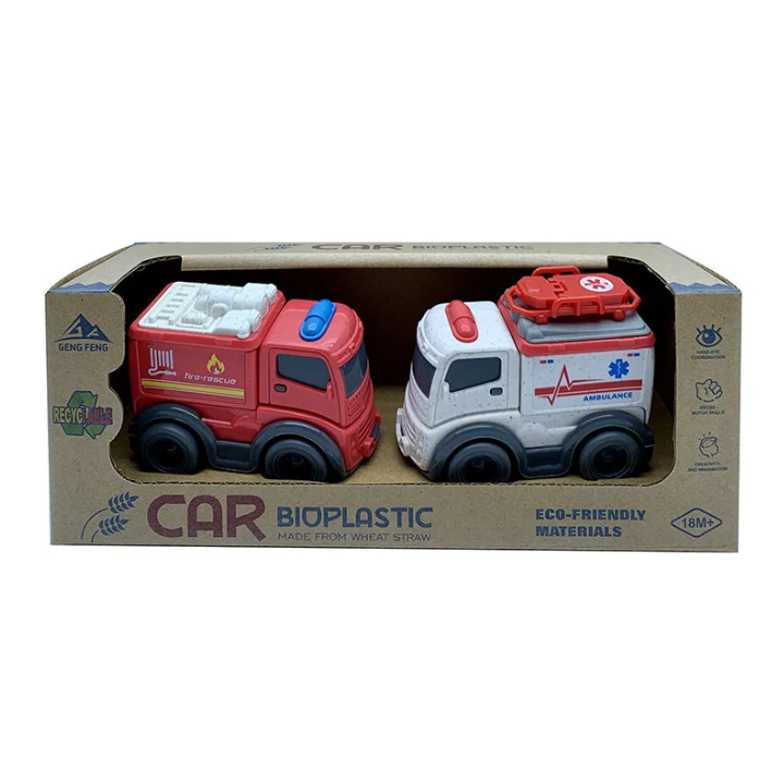 Emergency Vehicle Toy Set – Fire Truck & Ambulance (Eco-Friendly Materials)