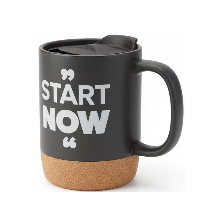 Work Hard Dream Big Start Now Travel Mug with Bamboo Base and Lid
