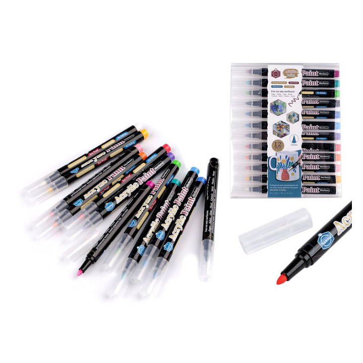 Acrylic Paint Markers 12pcs Vibrant Colors for Any Surface Art DIY Projects