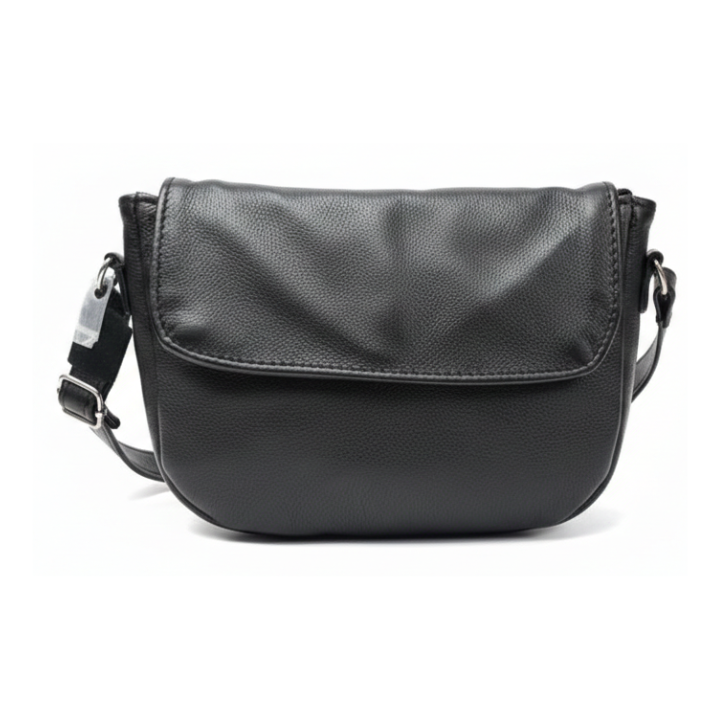 ZUVA Compact Leather Crossbody Bag with Back Zip