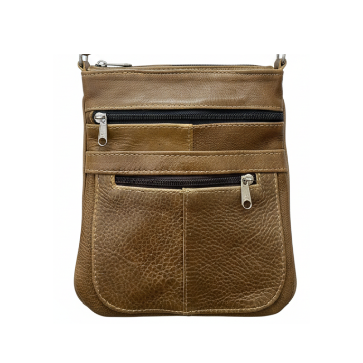 ZUVA Brown Leather Sling Bag for Men and Women | Compact Crossbody Bag