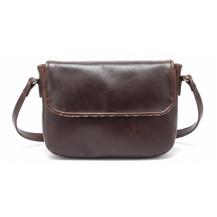 ZUVA Compact Leather Crossbody Bag with Back Zip