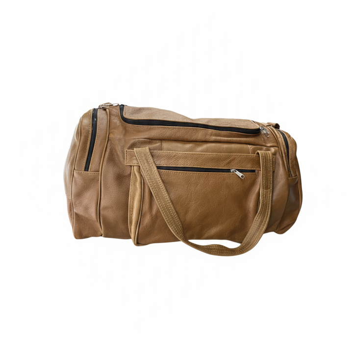 Premium Brown Leather Duffel Bag