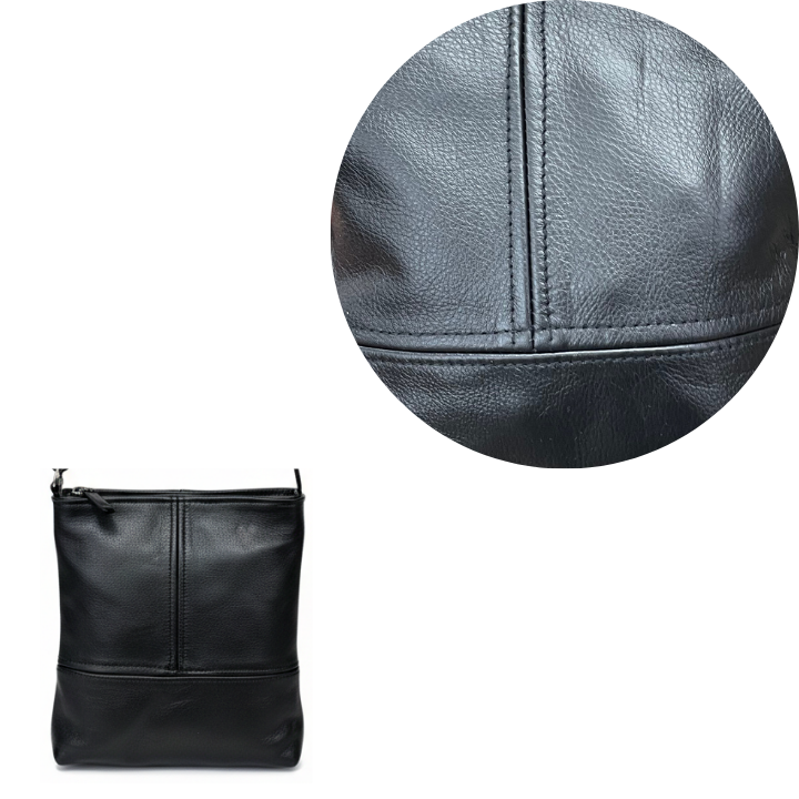 ZUVA Large Leather Crossbody Bag | Adjustable Strap & Double-Stitched T Design