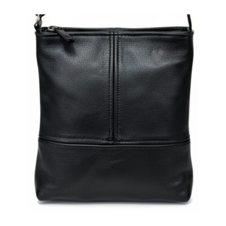 ZUVA Large Leather Crossbody Bag | Adjustable Strap & Double-Stitched T Design