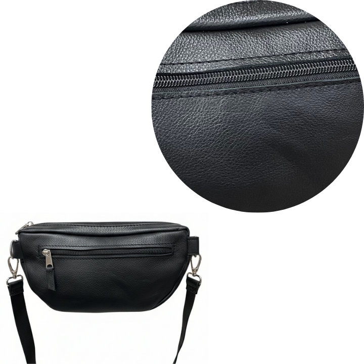 ZUVA Small Half Moon Leather Crossbody Bag with Adjustable Strap – Black or Brown