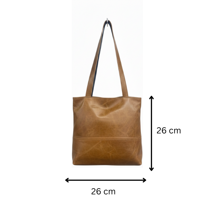 ZUVA Leather Square Tote Bag 26 x 26 cm – Genuine Leather Everyday Handbag