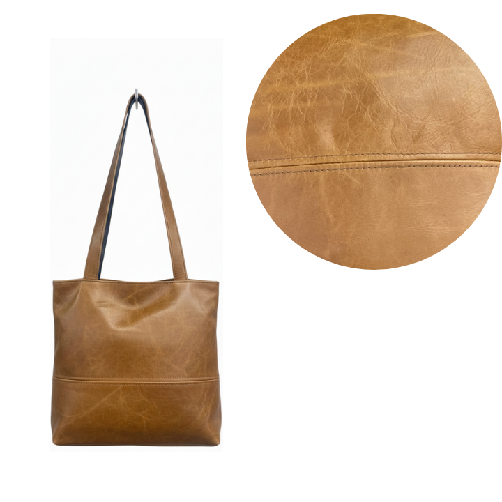 ZUVA Leather Square Tote Bag 26 x 26 cm – Genuine Leather Everyday Handbag