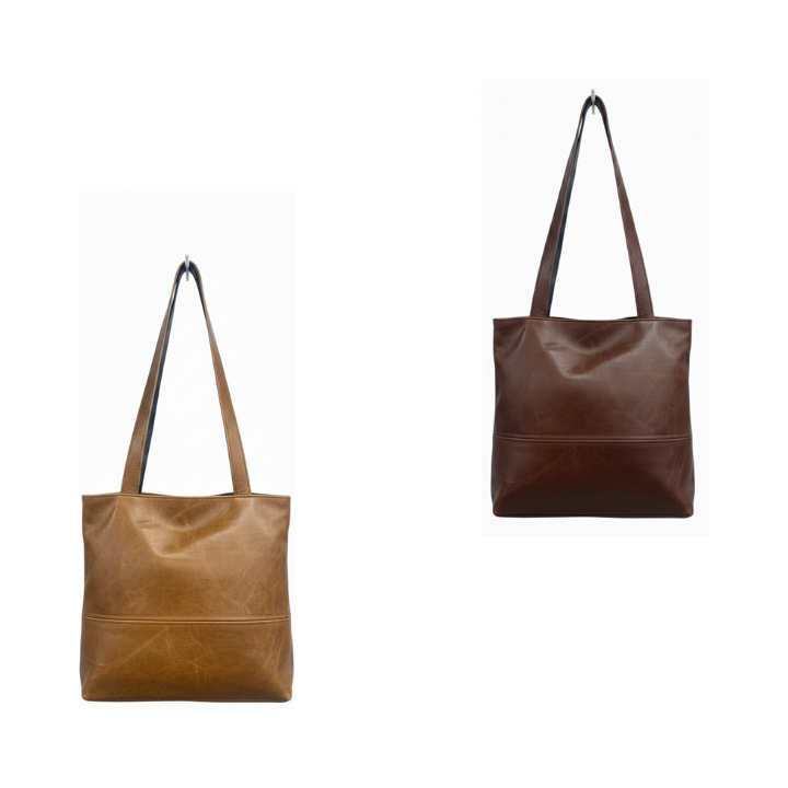 ZUVA Leather Square Tote Bag 26 x 26 cm – Genuine Leather Everyday Handbag