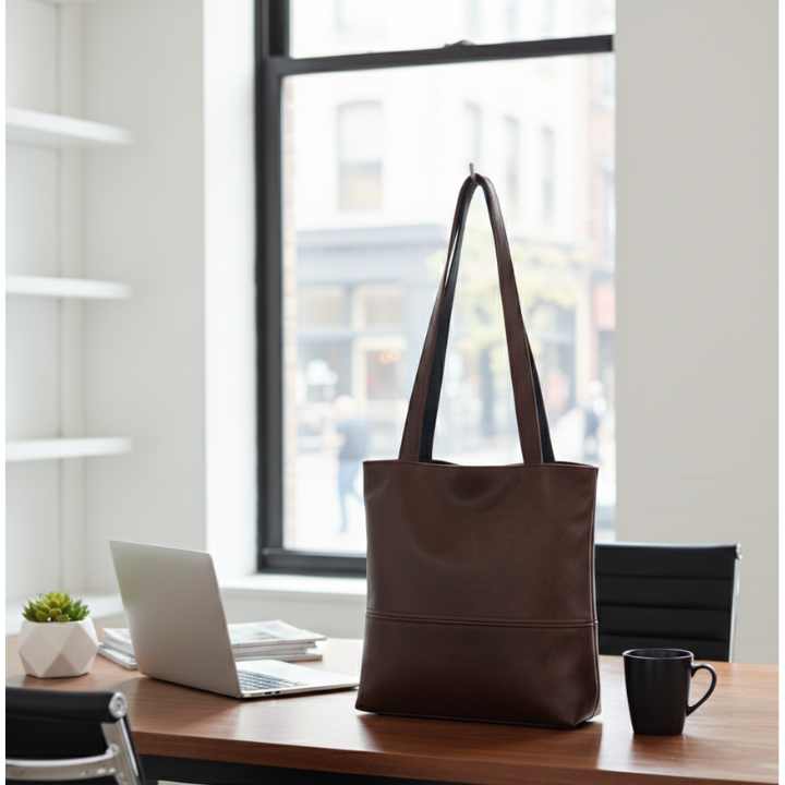 ZUVA Leather Square Tote Bag 26 x 26 cm – Genuine Leather Everyday Handbag