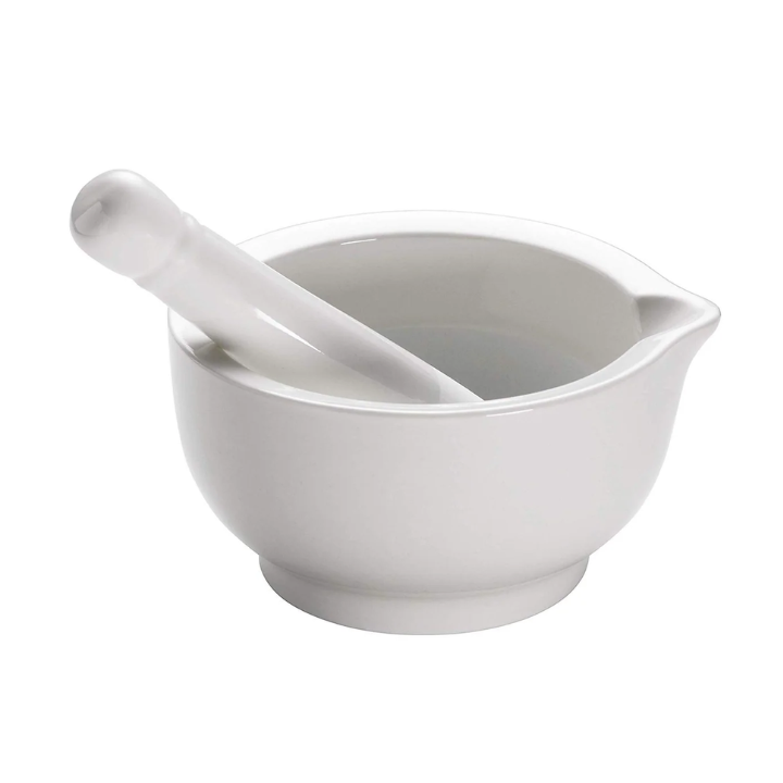 Porcelain Mortar & Pestle Set 220ml - Durable Grinding Bowl & Crusher