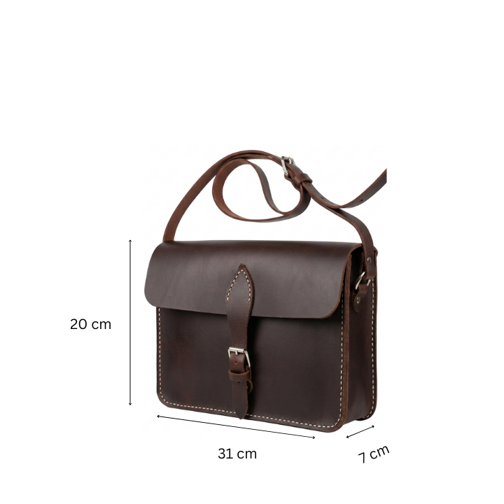 Genuine Leather Laptop Bag for small Laptop – Brown Leather Messenger & Sling Bag for Work and Travel