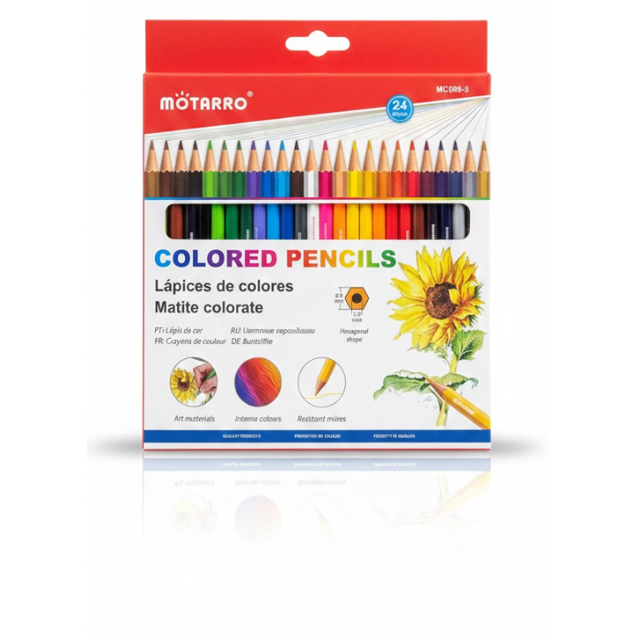 Motarro 24-Piece Colour Pencil Set – Smooth Colouring for School & Creative Use
