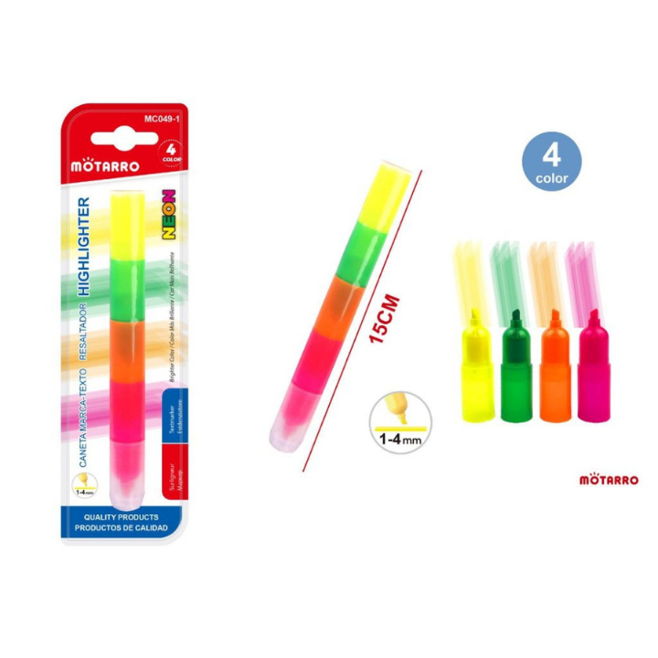 Motarro 4-in-1 Highlighter Pen – Pink, Orange, Green & Yellow