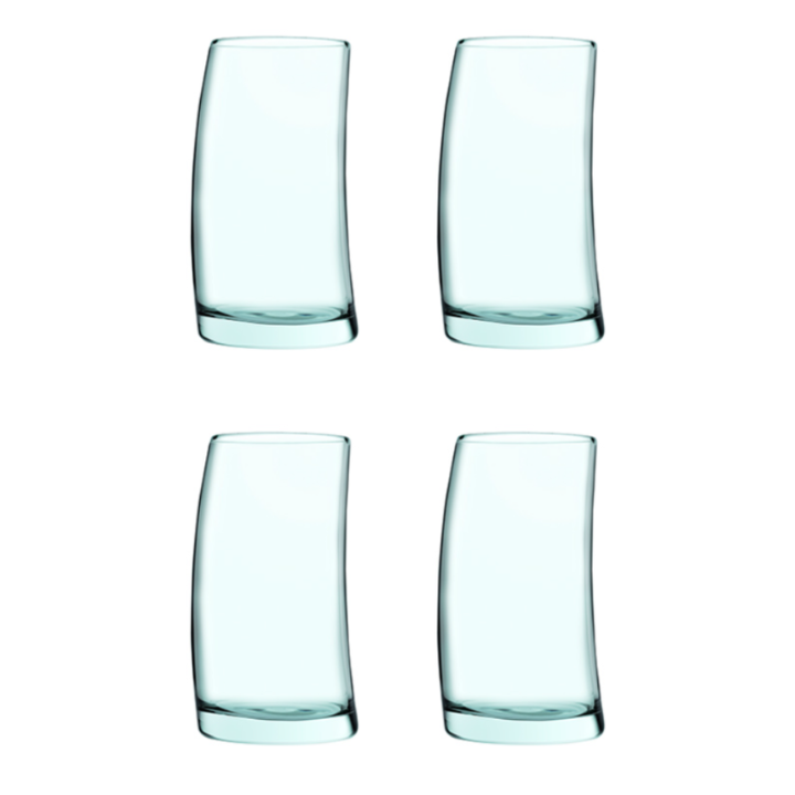 Pasabahce Recycled Glass Tumblers - 390ml Curved Drinking Glasses