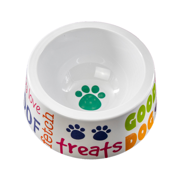 Lightweight Melamine Dog Food Bowl with Cool Print - Durable Pet Dish