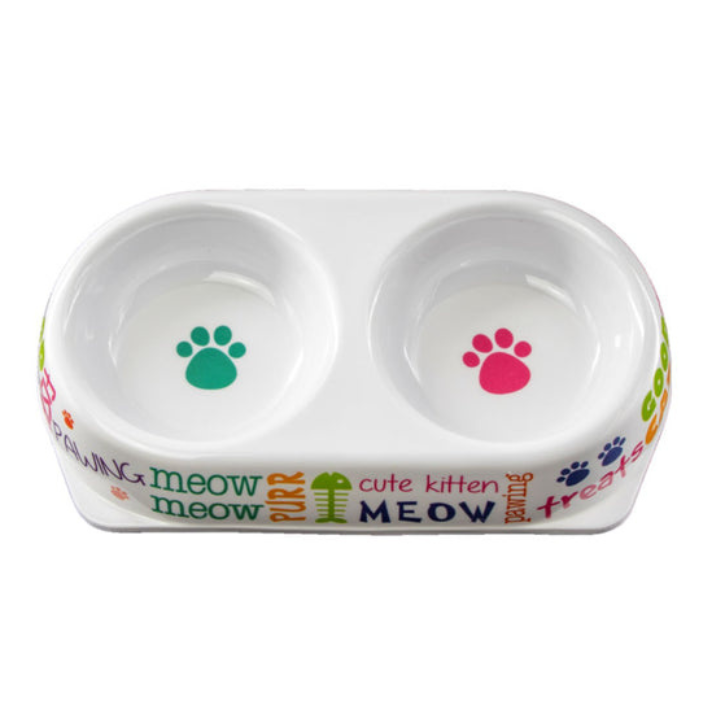 Cat Food & Water Feeding Bowl with Cool Print - Durable Pet Dish