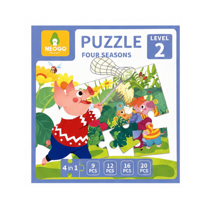 Neogo Four Seasons 4-in-1 Puzzle Set 9 12 16 and 20 Pieces Puzzle