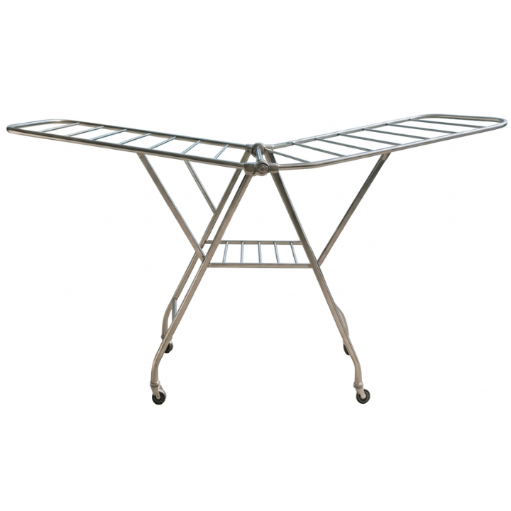 Stainless Steel Clothes Drying Rack – Foldable 3 Tier Airer with Wings (With or Without Wheels, 20kg Capacity)