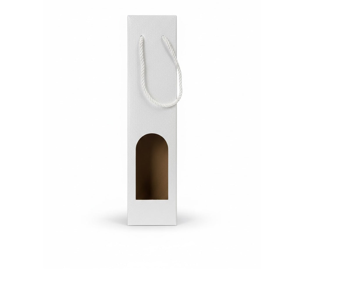 Single Wine Gift Bag with Window & Carry Handles - Grey